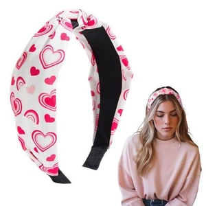 Knotted Headband Valentines Day Top Knot Headband for Women Love Heart Head B... - Picture 1 of 7
