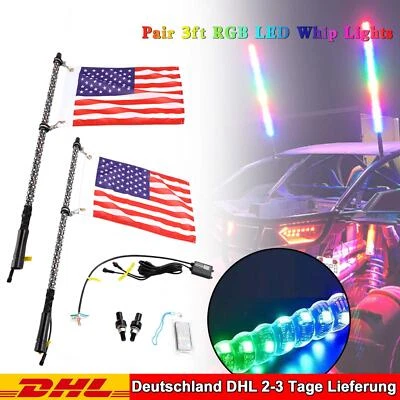ARTUDATECH 2x3 Pies RGB Luz de Látigo LED con Control Remoto Bandera para Polaris RZR UTV ATV