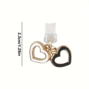 Mobile Phone Dust Plug Black White Love Heart-shaped Phone Pendant For Phone - Zdjęcie 1 z 11