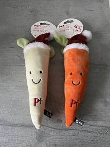 Petface Christmas Carrot and Parsnip Dog Toys - Festive Plushes with Squeakers - Picture 1 of 6