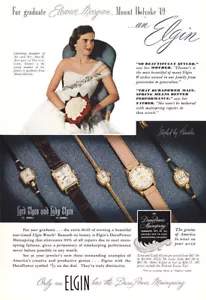 1949 Elgin Watch: Eleanor Morgan, Mount Holyoke Vintage Print Ad - Picture 1 of 1