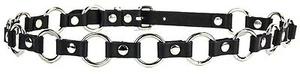 Ring Link Leather Belt 1" Silver Ring  Punk Goth Rock Thrash Metal UK - Picture 1 of 2