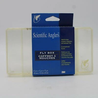 Armazenamento de equipamento de pesca vintage Scientific Anglers 6 compartimentos caixa com mosca - Imagem 1 de 4