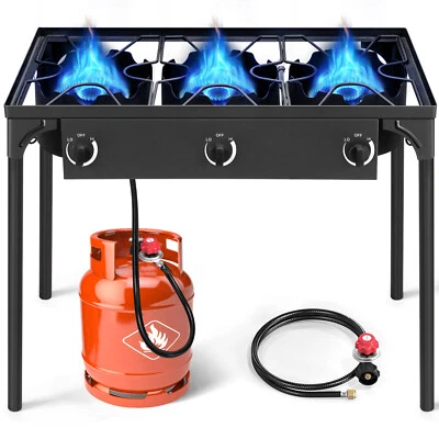 Zokop Portable Propane 225000-BTU 1-3 Gas Burners Outdoor Cooker Stove BBQ Grill - Image 1 of 4