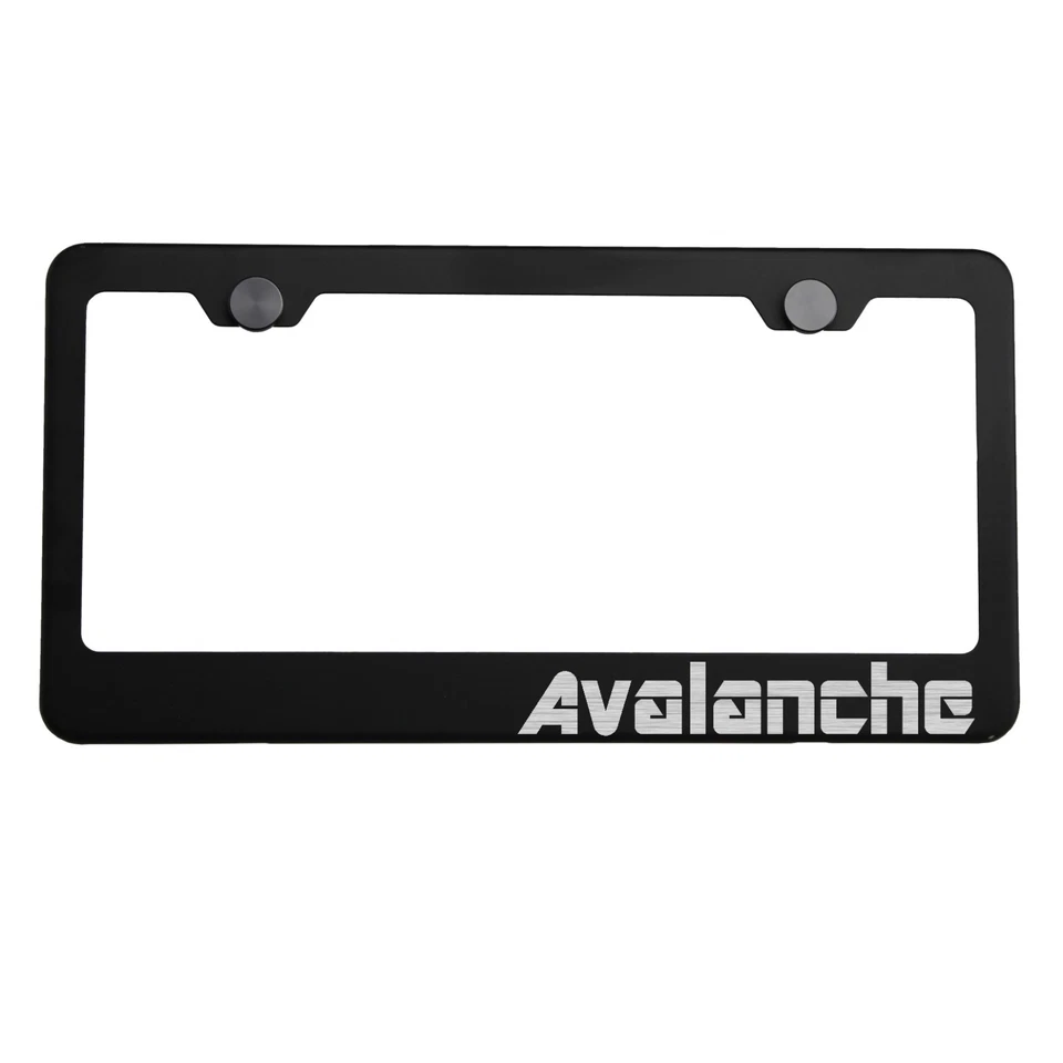 Матовая черная рамка для номерного знака серебристая лавина лазерная гравировка металлическая винтовая крышка - Изображение 1 из 4