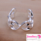 925 Sterling Silver 6 Heart Adjustable Ring Jewellery Womens Ladies Gifts Uk