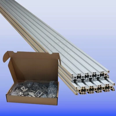 MARKENLOS Aluprofil 20 Nut 6 Starterpaket BP20N6 10x1950 mm Minipack inkl. 50 x Winkelset