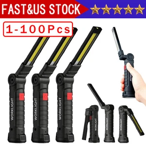 Magnetic Rechargeable COB LED RED Work Light Lamp Flashlight Folding Torch Lot - Picture 1 of 27