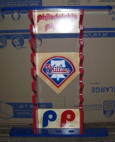Baseball Bat Rack Phillies 7 standard bats 7 balls Wall hanging Cover