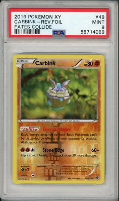2016 Pokemon XY Fates Collide Carbink Reverse Foil Holo #49 PSA 9 - Image 1 of 2