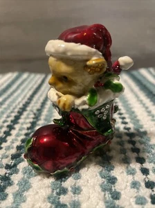 Keren Kopal Cat in Christmas Boot Trinket Box - Picture 1 of 5