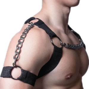 Herren Brustgurt Body Punk Kunstleder Gothic Kostüm Unterwäsche Clubwear Gürtel - Bild 1 von 4