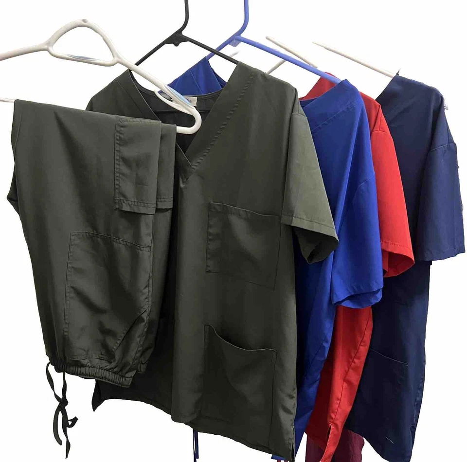 MedPia! 4 Scrub Sets!! Lot Of 4. 3 Pocket Top & Cargo Straight Legged Pants. Med - Image 1 of 4