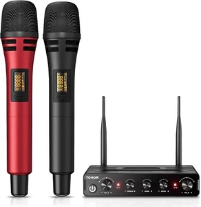 TONOR TW350 Dual UHF Funkmikrofonsystem 2 Mikrofone kabellos 60m Reichweite - Bild 1 von 8