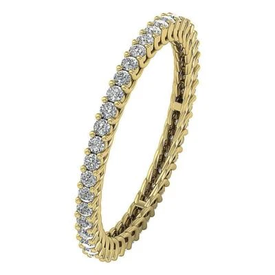Eternity Engagement Ring SI1 G Natural Diamond 0.70 Ct 14K Yellow Gold Prong Set - Image 1 of 4