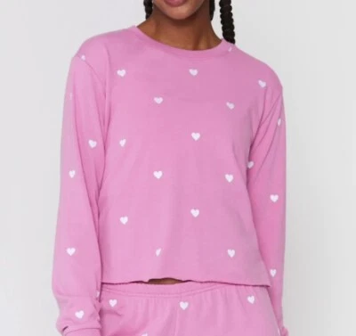 Sudadera Spiritual Gangster Rosa Bordado Corazones Pullover Recortado Talla XS Foto 1 de 4