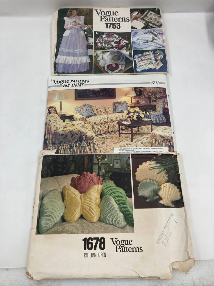 Vogue Home Patterns Pillows Covers Apron Gift Items Cut With Instructions C12f - Image 1 of 4
