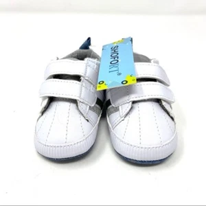 Newborn Baby Shoes Shofort White Three Stripes Size 3 Months - Picture 1 of 5