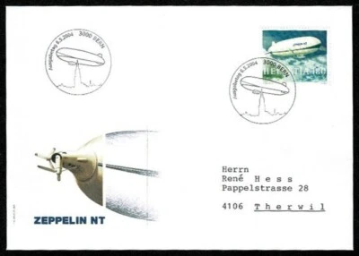 SE65 SWITZERLAND 2004  FDC  Zeppelin NT airship - Image 1 of 2
