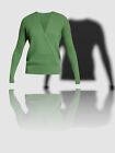 $395 Neiman Marcus Women's Green Cashmere Ribbed Faux Wrap Pullover Sweater Sz L