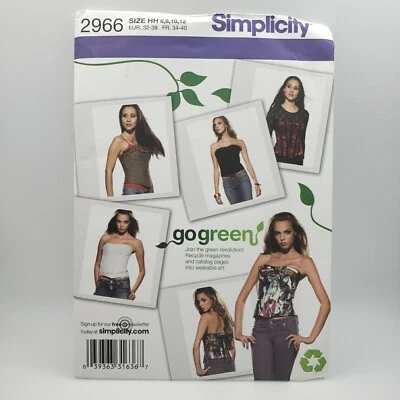 Simplicity 2966 Misses Corset Top Strapless Sewing Pattern Size 6-12 Uncut  - Image 1 of 4