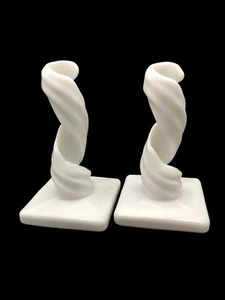 Westmoreland Mid-Century Milk Glass Free Form Candle Holders 7" X 3" X 3" Elegan - Picture 1 of 5