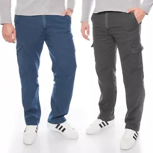 Mens Cotton Cargo Pants Jeans Pants Casual Stretch Band Pants M-3XL - Picture 1 of 30