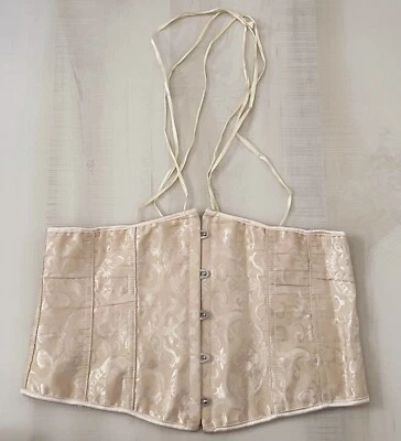 Corsé Entrenador de Cintura Con Cordones Traseros Ganchos de Metal Cierre Frontal Beige 3XL Foto 1 de 4