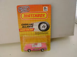 1992 MATCHBOX SUPERFAST MB 72 PINK CADILLAC ALLANTE NEW ON CARD - Picture 1 of 5