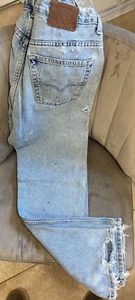 Vintage Guess Jeans USA 100% Cotton Denim - Size 30x30 - Light Wash Distressed - Picture 1 of 6