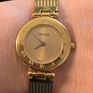 DELMA SWISS MADE QUARTZ 567113 GOLD PLATED WOMEN'S WATCH - Picture 1 of 12