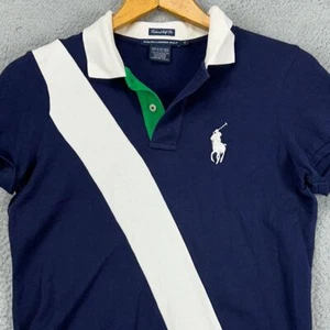 Ralph Lauren Golf Shirt Boys Medium Blue Tailored Fit Polo Big Pony Rugby Youth - Picture 1 of 7