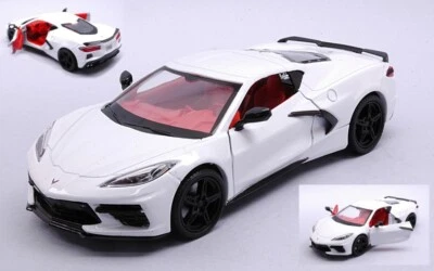 MODELLINO AUTO STATICO DIECAST CORVETTE 2020 BIANCO MODELLISMO SCALA 1:24 - Immagine 1 di 2