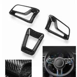 3PCS Carbon Fiber Interior Steering Wheel Trim For Porsche Macan 2014-2020 - Bild 1 von 8