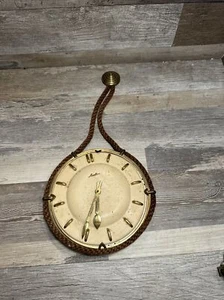 Vtg F. Mauthe Round Brass Wall Clock Germany Wind Up - For Parts - Picture 1 of 12