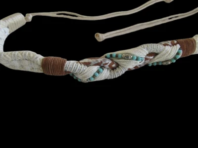 VTG RJ Graziano Belt 80's Robe Leather Silver Turquoise Suede  48" Long x 1.5" - Image 1 of 3