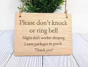Please Don't Knock - Night Shift Worker Sleeping Wooden Sign - Picture 1 of 6