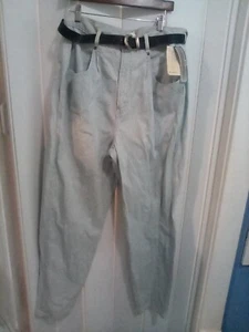 Size 18 Tall Brittania Jeans Vintage 80s 90s Striped Relaxed Fit Baggy NWT Belt - Picture 1 of 9