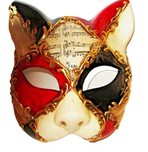 CAT 2 - A QUALITY HANDPAINTED ITALIAN CAT MASK, HARLEQUIN  DESIGN. - Picture 1 of 3