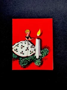 1 Tarjeta de felicitación de Navidad Marjorie Cooper de colección bonita dama iluminación vela blanca alta - Imagen 1 de 3