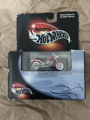 Hot Wheels 100% Black Box Harley Davidson Fat Boy Red 2000 Toys  - Image 1 of 4