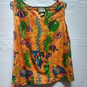 Vintage A&G Connection USA Women's Sleeveless Blouse Rare Bold Tropical Print... - Picture 1 of 9