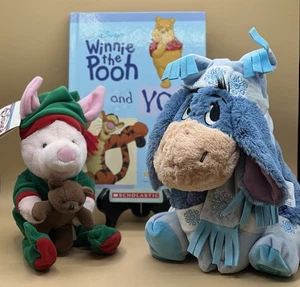 Exclusivo de Disney Store 12” Eeyore & Piglet in P.J’s con libro Bear + Pooh And You - Imagen 1 de 20