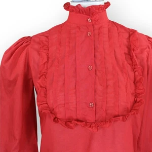 Blusa XS/S Vintage OLIVIA HighClass Cuello Alto Plisada Babero Volantes Puff Envío Gratis - Imagen 1 de 18