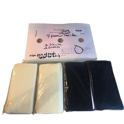 Medias suaves de terciopelo para niñas Dance 2 Negro & 2 Blanco Edades 11-13,55-64 in,80-110 LBS Foto 1 de 4