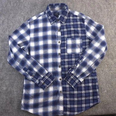 J Crew Flannel Shirt Medium Blue Plaid Long Sleeve Button Up Pockets Outdoors - Image 1 of 4