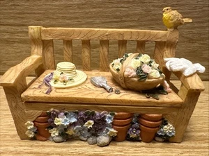 Dezine Girls Vanity Park Bench Floral Bird Miniature Secret Hidden Trinket Box - Picture 1 of 8