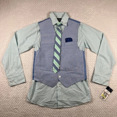 NUEVO CON ETIQUETAS Niños IZOD 4 Piezas Traje Chaleco Camisa Corbata Bolsillo Cuadrado Talla 12 $60 Formal Foto 1 de 4