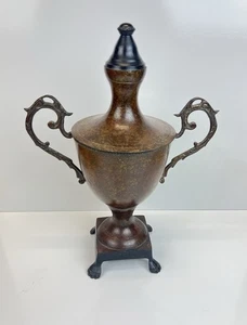 Vintage or decorative metal urn with handles and a lid. - Picture 1 of 8