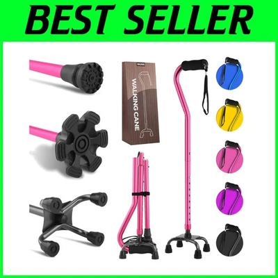 Comfortable Foam Handle Walking Cane | Sturdy Aluminum Quad Design for Safety - Image 1 of 4